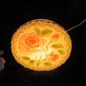 Rose Lithophane Porcelain Table Top Night Light